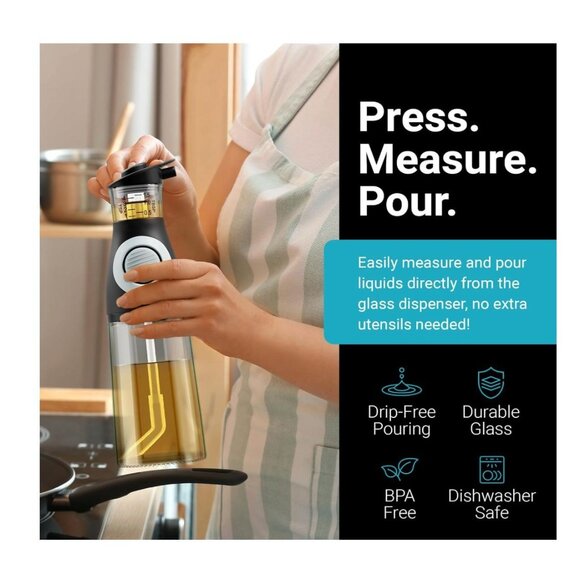 Belwares Oil and Vinegar Dispenser Set with Measuring Cup - 2 Glass Olive Oil Di - Picture 4 of 8